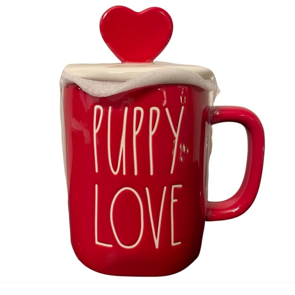 ❤️HP❤️🐾NWT Rae Dunn PUPPY LOVE Mug with Topper❤️🐾